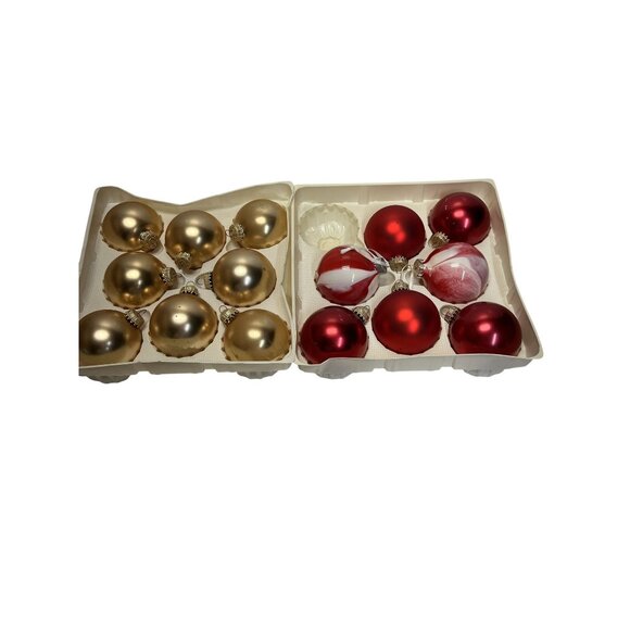 Vintage Gold & Red Glass Christmas Ornaments 15 Pcs in Original Boxes Kmart READ - Picture 2 of 6